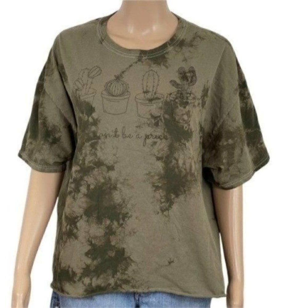 DON’T Be A Prick Tie-dye Cactus Raw Hem Cropped Shirt Fifth Sun Size XL